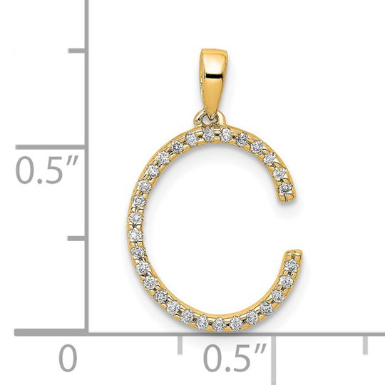 Colgante con la Inicial "C" en Oro Amarillo de 14k con Diamantes