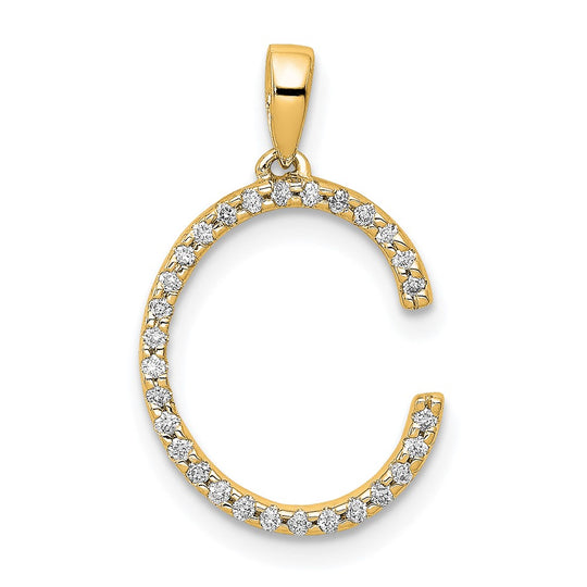 Colgante con la Inicial "C" en Oro Amarillo de 14k con Diamantes