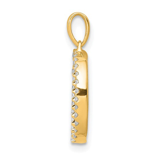 Dije de Inicial con Letra D y Diamante en Oro Amarillo de 14k