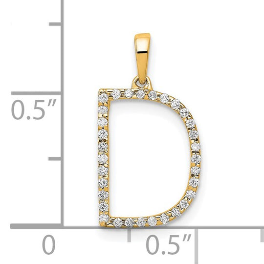 Dije de Inicial con Letra D y Diamante en Oro Amarillo de 14k