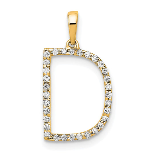 Dije de Inicial con Letra D y Diamante en Oro Amarillo de 14k