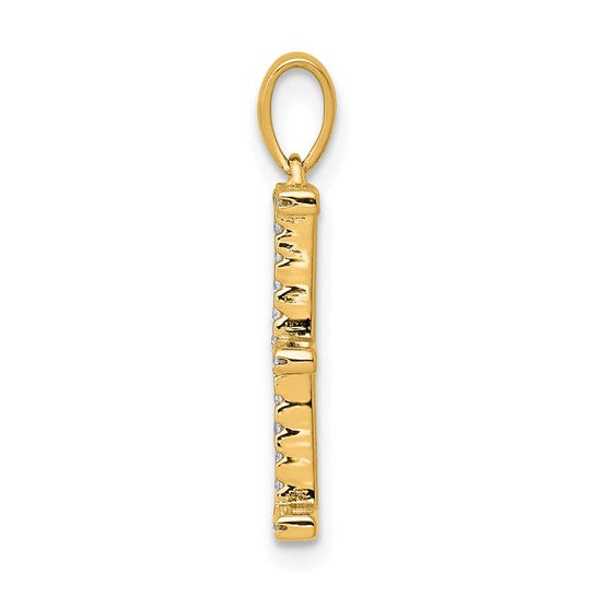 Dije con la Inicial "E" en Oro Amarillo de 14k con Diamante