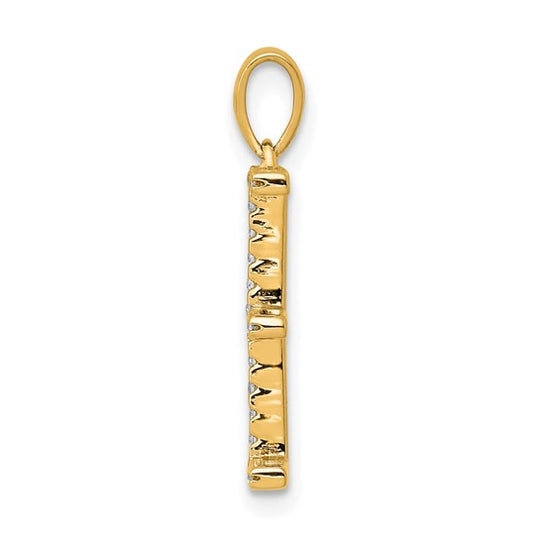 Dije con la Inicial "E" en Oro Amarillo de 14k con Diamante