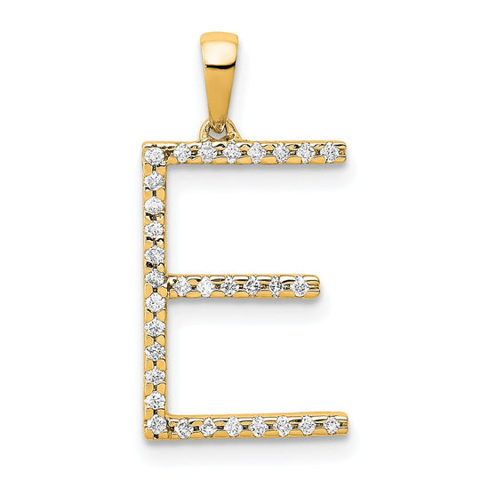 Dije con la Inicial "E" en Oro Amarillo de 14k con Diamante