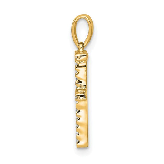 Colgante de Letra "F" en Oro Amarillo de 14k con Diamantes