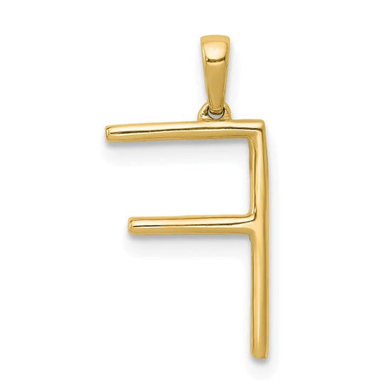 Colgante de Letra "F" en Oro Amarillo de 14k con Diamantes