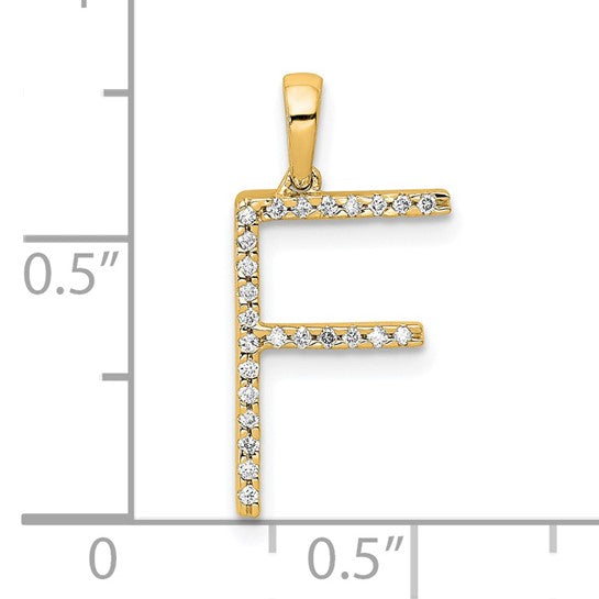 Colgante de Letra "F" en Oro Amarillo de 14k con Diamantes