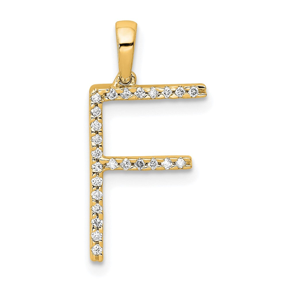 Colgante de Letra "F" en Oro Amarillo de 14k con Diamantes