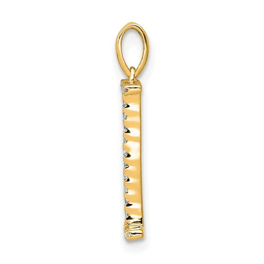 Dije Inicial "I" en Oro Amarillo de 14K con Diamante