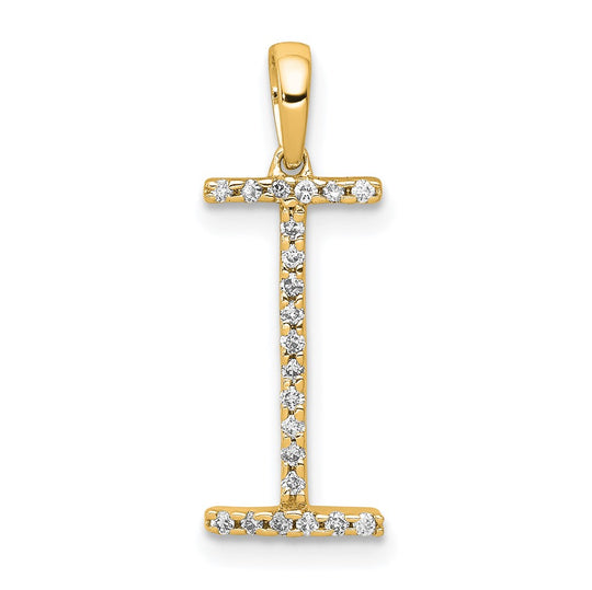 Dije Inicial "I" en Oro Amarillo de 14K con Diamante