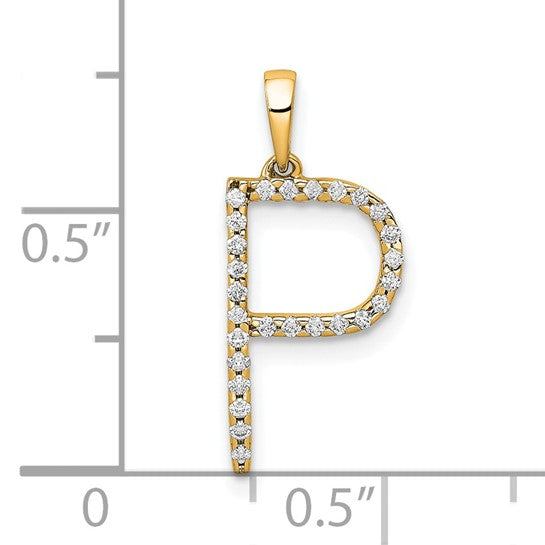 Dije Inicial "P" con Diamantes en Oro Amarillo de 14k