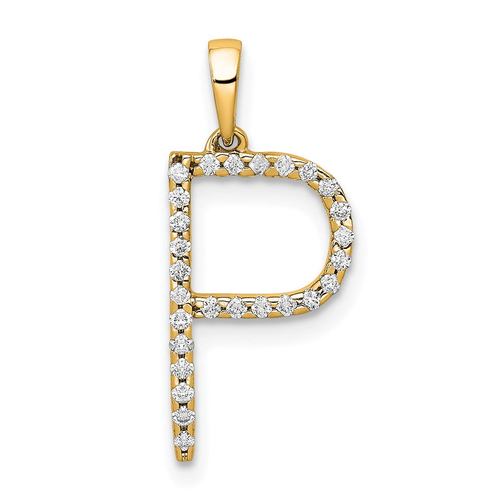 Dije Inicial "P" con Diamantes en Oro Amarillo de 14k