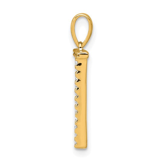 Colgante de Inicial "T" en Oro Amarillo de 14k con Diamante