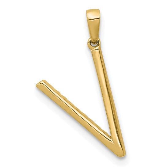 Colgante con la Inicial "V" en Oro Amarillo de 14k con Diamante