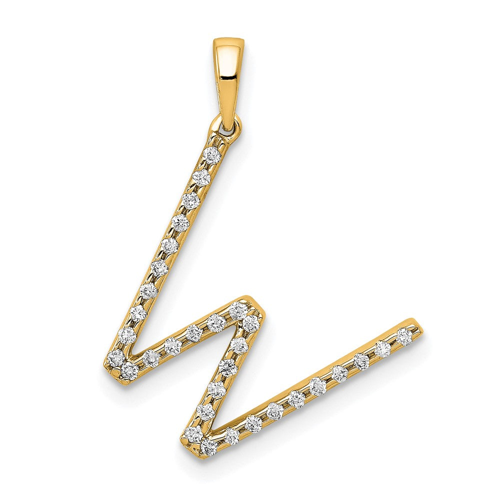 Colgante Inicial "W" con Diamantes en Oro Amarillo de 14k