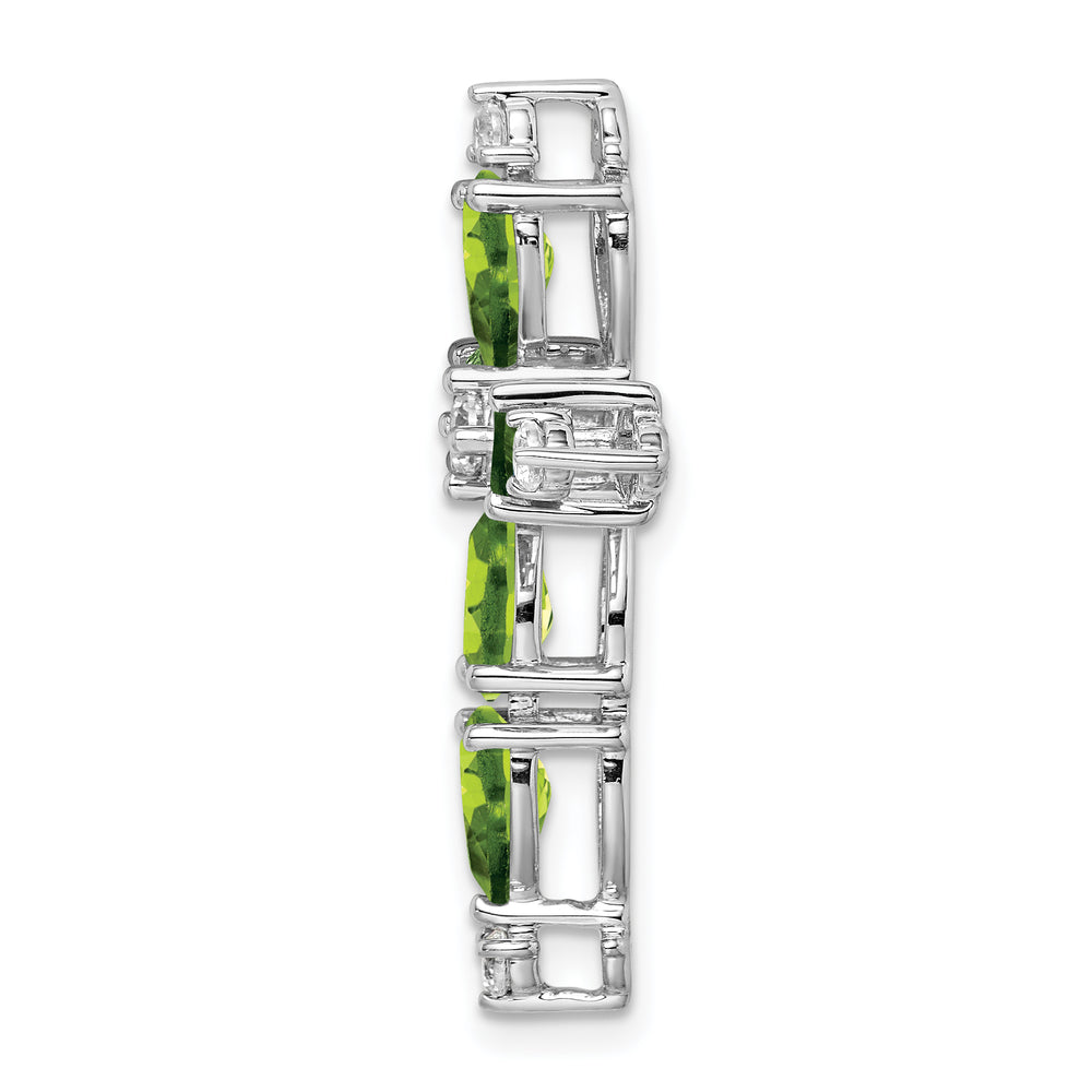 Deslizador de Cadena con Cruz de Peridoto y Diamantes en Oro Blanco 14K