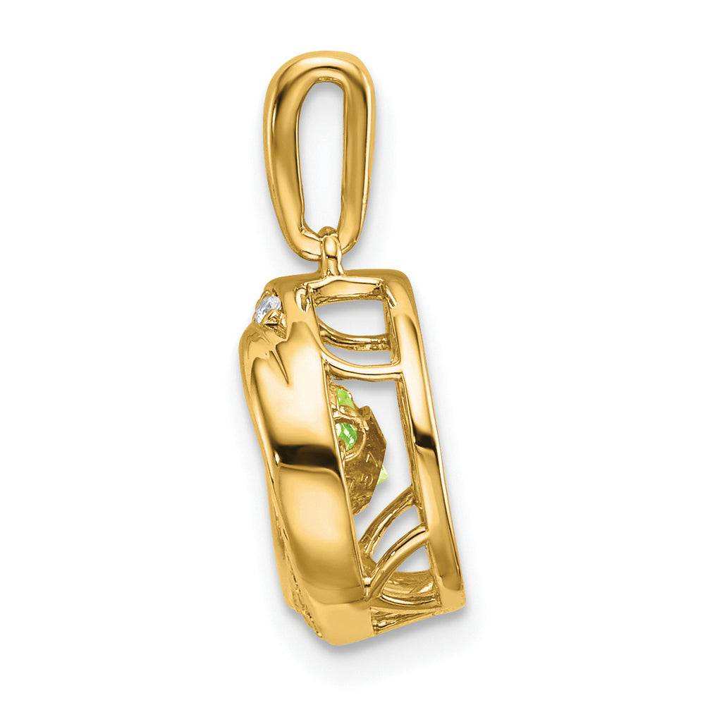 Colgante con Peridoto Redondo y Diamantes en Oro Amarillo de 14k