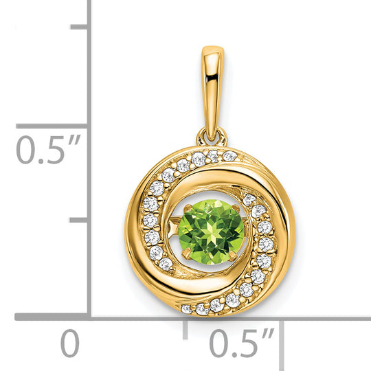 Colgante con Peridoto Redondo y Diamantes en Oro Amarillo de 14k