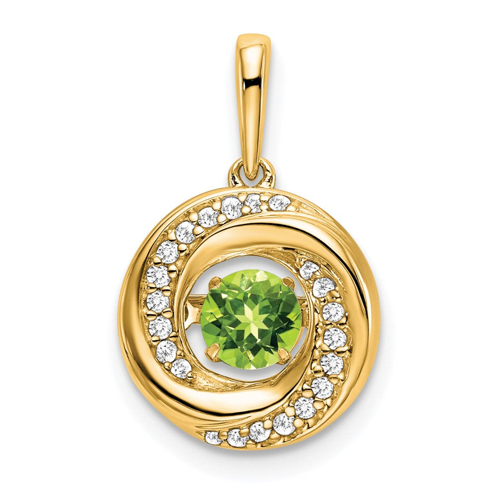 Colgante con Peridoto Redondo y Diamantes en Oro Amarillo de 14k