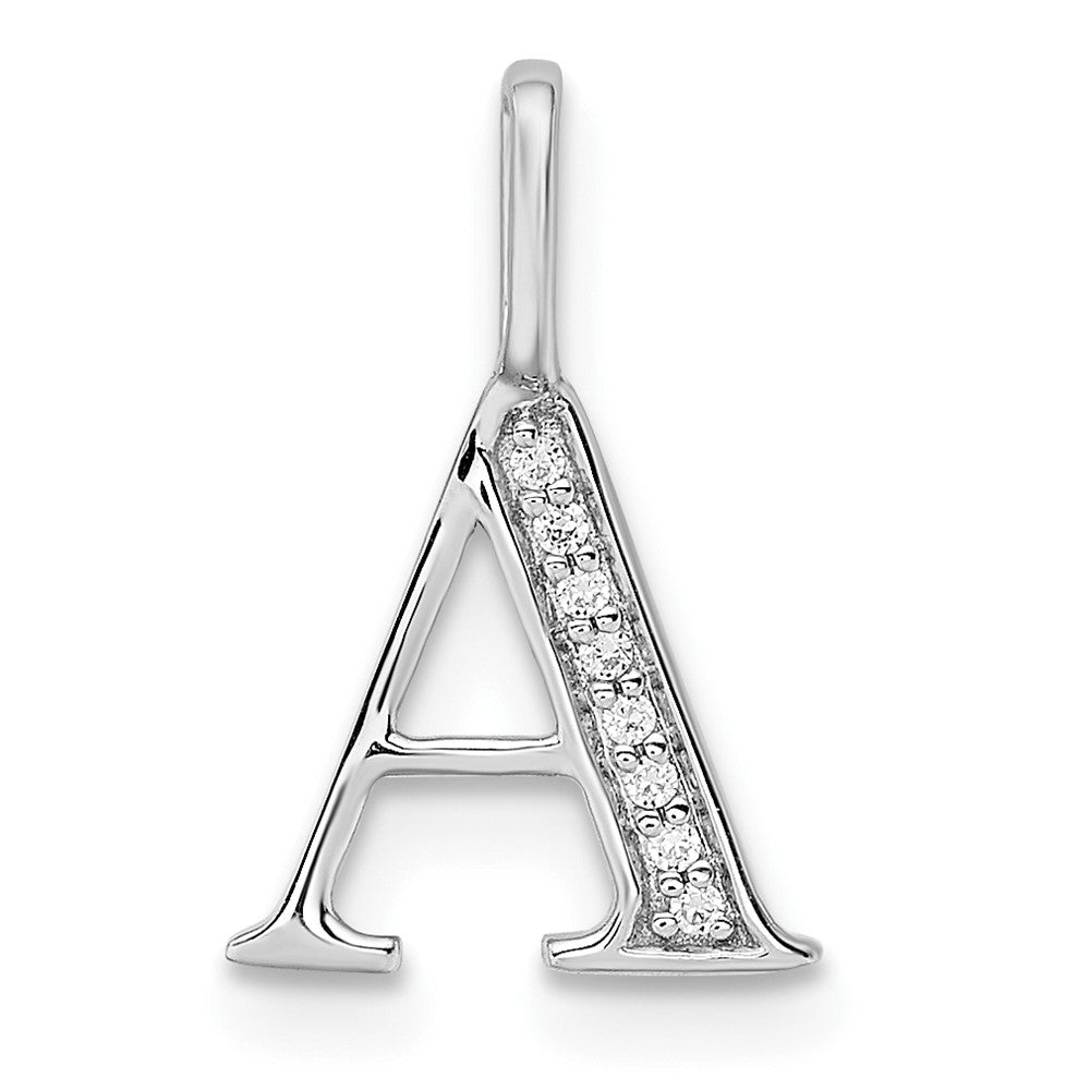 Colgante de Inicial Letra "A" en Oro Blanco de 14k con Diamantes