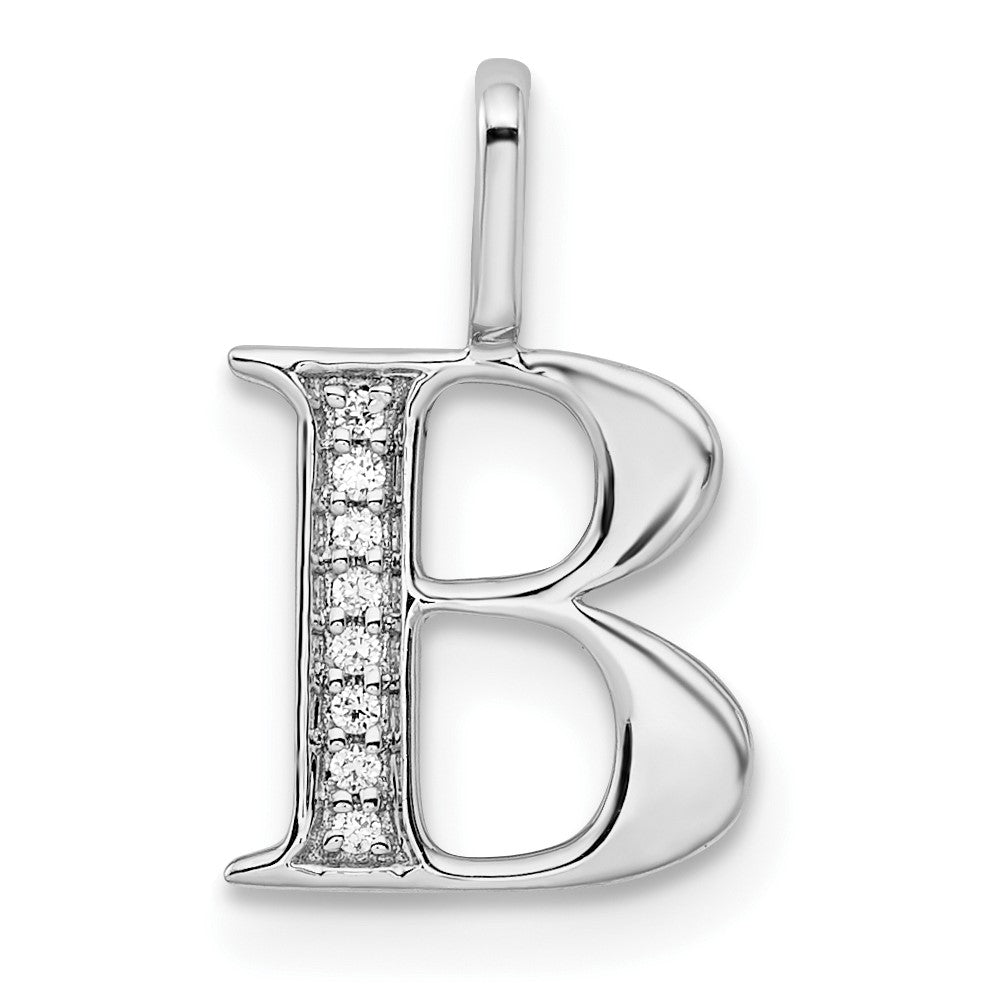 Colgante Inicial Letra B en Oro Blanco de 14k con Diamante