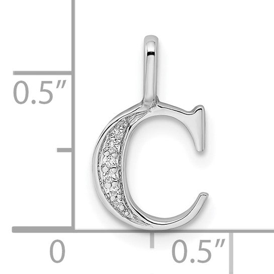 Colgante con la Inicial "C" en Oro Blanco de 14k con Diamantes