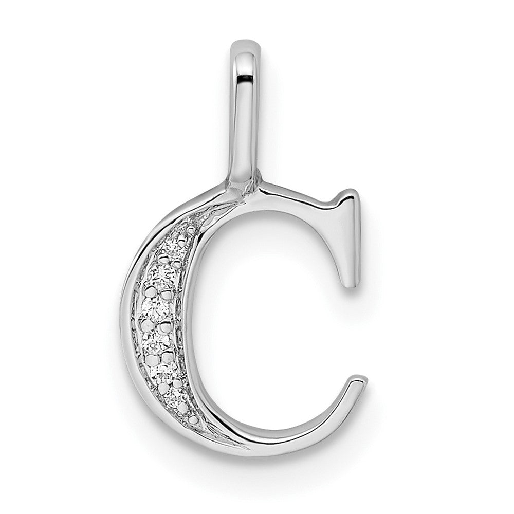 Colgante con la Inicial "C" en Oro Blanco de 14k con Diamantes