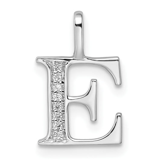 Colgante de Letra "E" en Oro Blanco de 14k con Diamantes