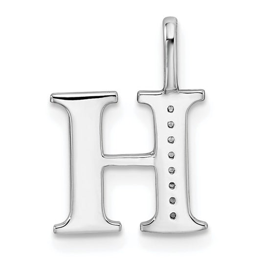 Dije de Letra "H" en Oro Blanco de 14K con Diamantes