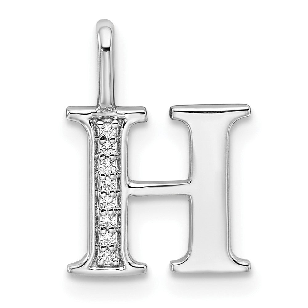 Dije de Letra "H" en Oro Blanco de 14K con Diamantes