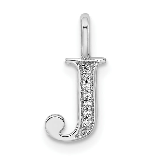 Dije de Inicial "J" en Oro Blanco de 14k con Diamantes