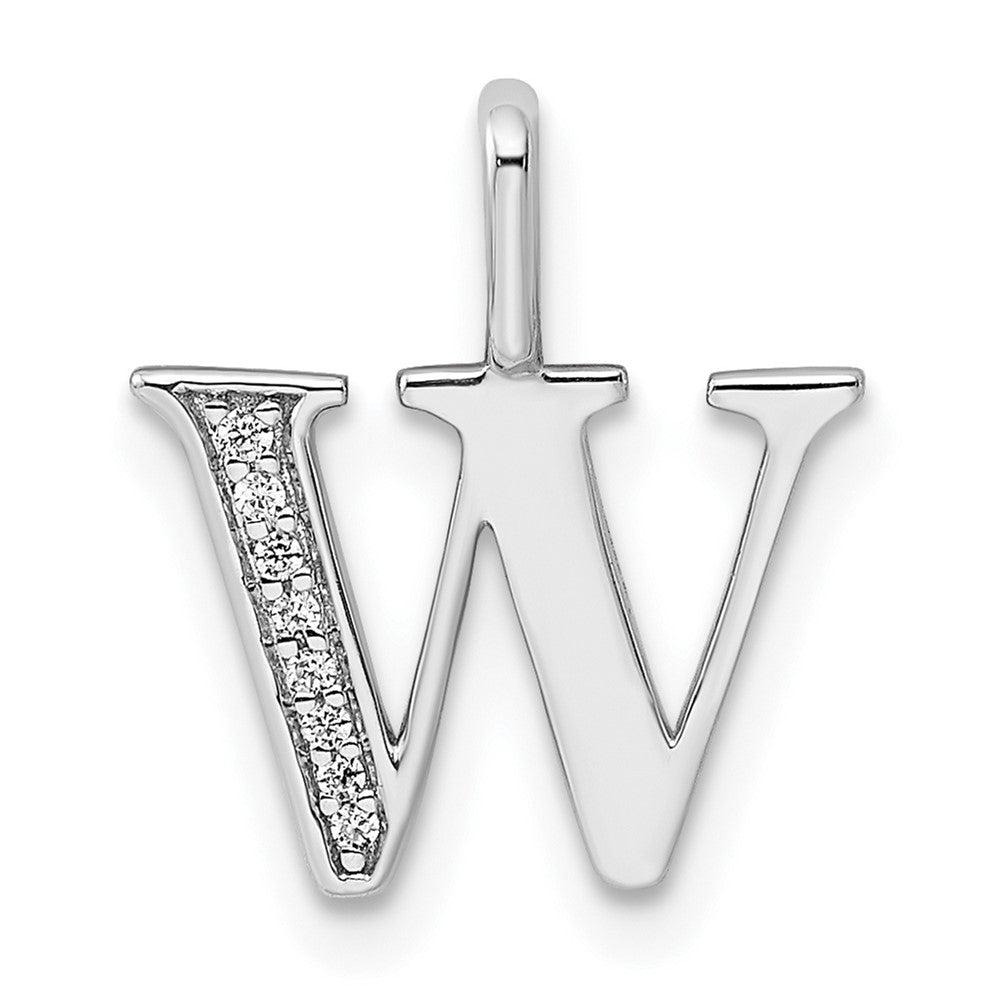 Colgante Inicial "W" con Diamantes en Oro Blanco de 14k