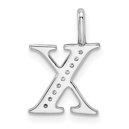 Colgante Inicial "X" en Oro Blanco de 14k con Diamante