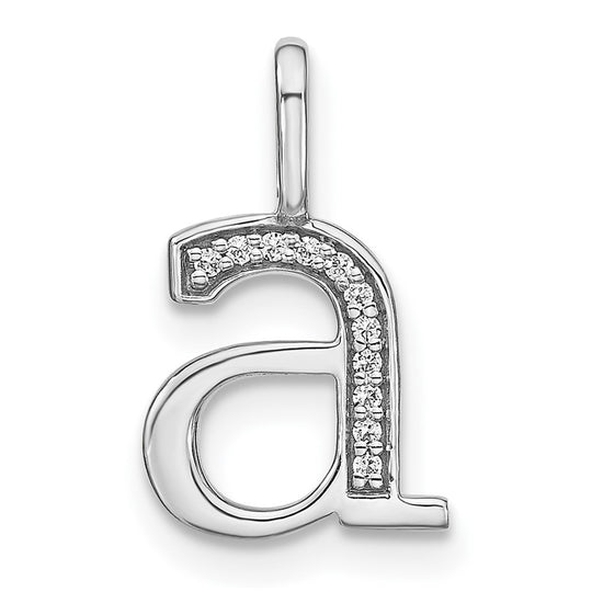 Colgante de Inicial Letra "a" Minúscula en Oro Blanco de 14k con Diamantes