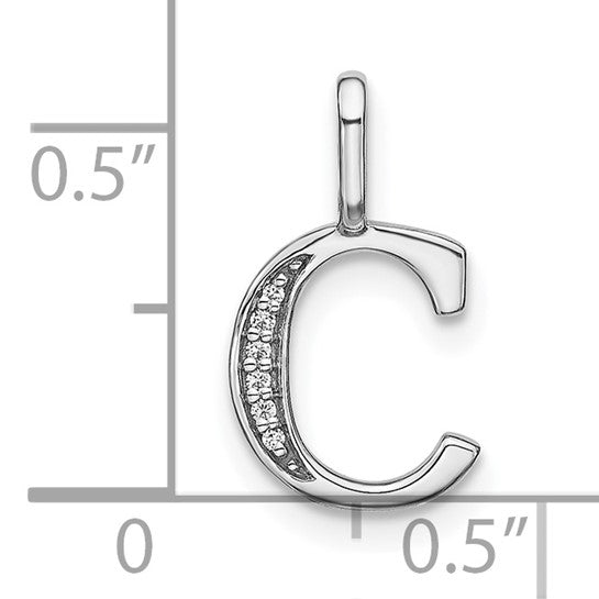 Colgante con la Inicial "c" en Minúscula en Oro Blanco de 14k con Diamantes