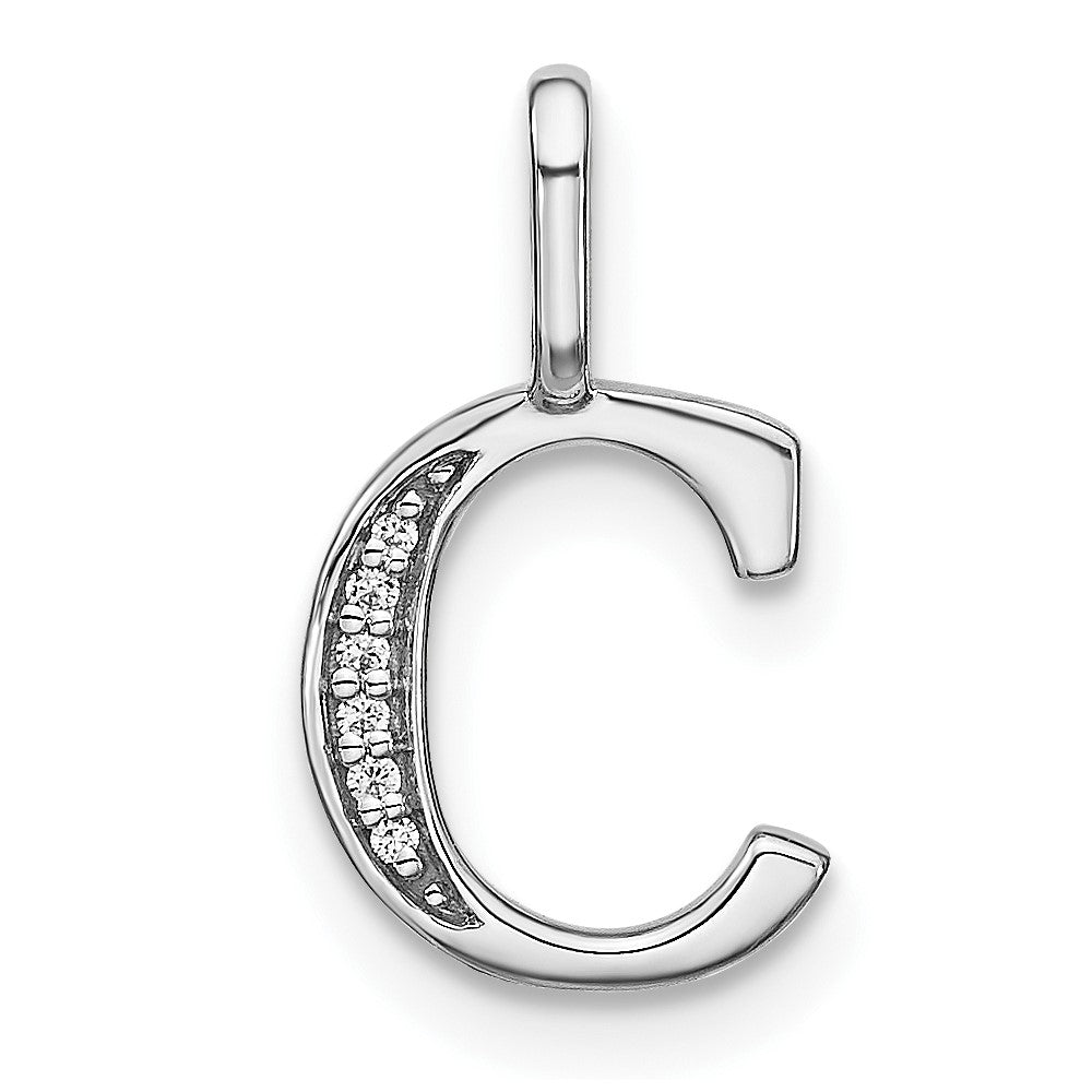 Colgante con la Inicial "c" en Minúscula en Oro Blanco de 14k con Diamantes