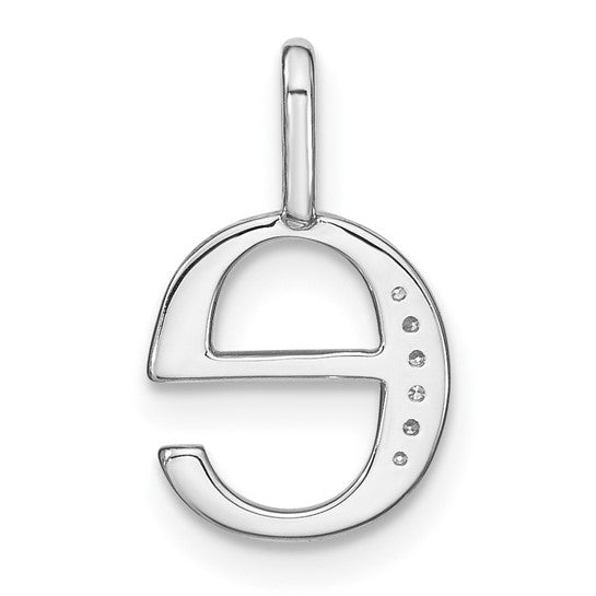 Dije con la Inicial "E" en Minúscula en Oro Blanco de 14k con Diamante