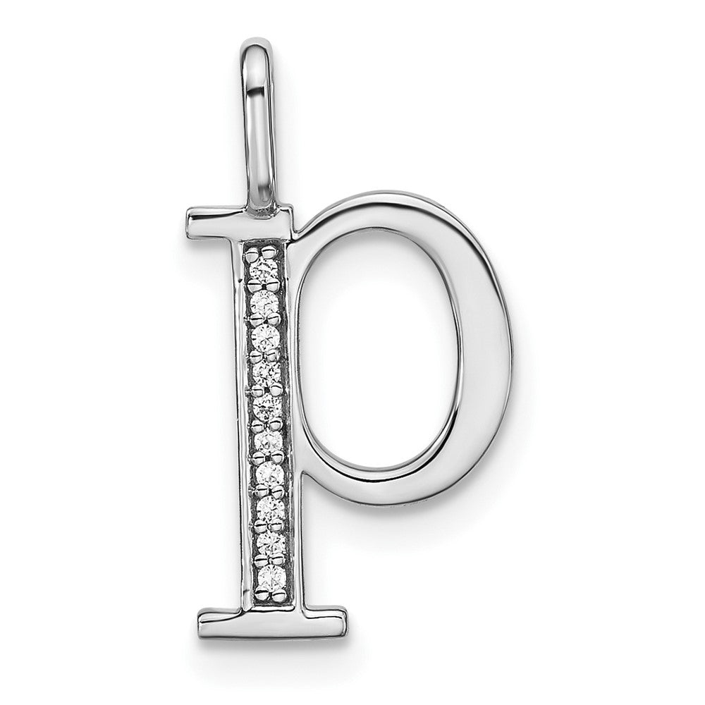 Dije Inicial "p" en Minúscula con Diamante en Oro Blanco de 14k