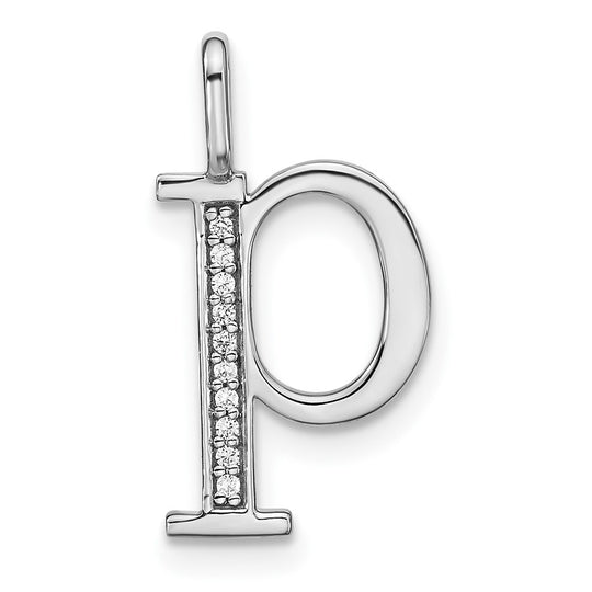 Dije Inicial "p" en Minúscula con Diamante en Oro Blanco de 14k