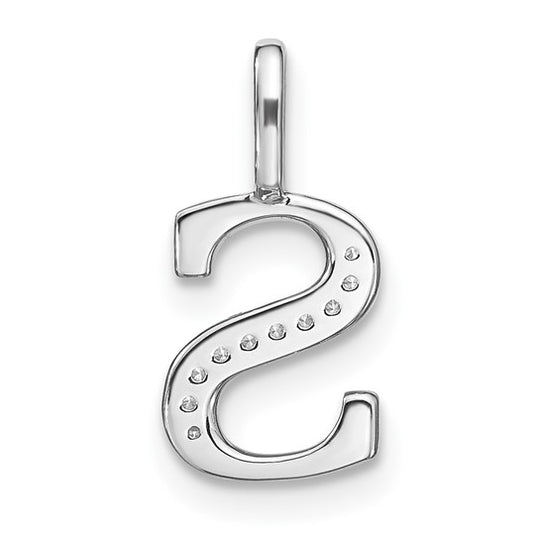 Colgante de Oro Blanco de 14k con Diamante e Inicial "s" en Minúscula