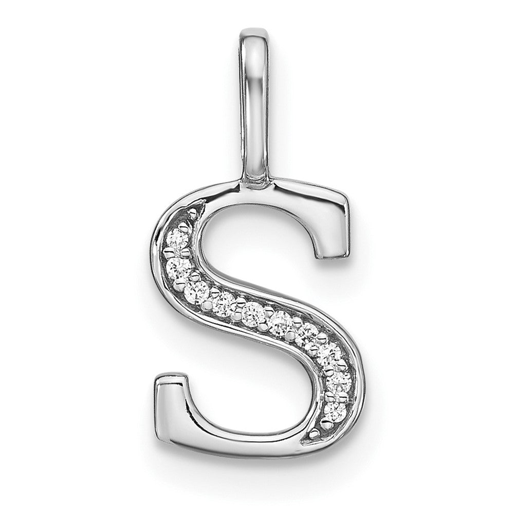 Colgante de Oro Blanco de 14k con Diamante e Inicial "s" en Minúscula