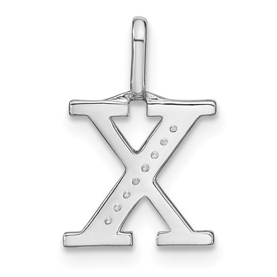 Colgante Inicial "X" en Minúscula en Oro Blanco de 14k con Diamantes