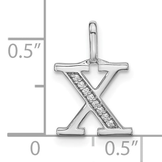 Colgante Inicial "X" en Minúscula en Oro Blanco de 14k con Diamantes