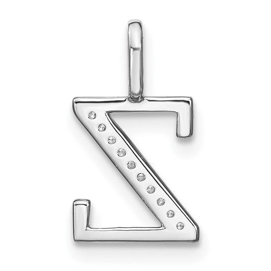 Dije Inicial "z" en Minúscula con Diamantes de Oro Blanco de 14k