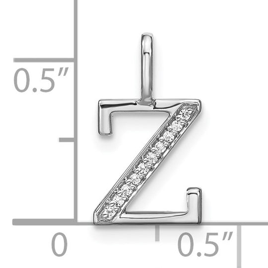 Dije Inicial "z" en Minúscula con Diamantes de Oro Blanco de 14k