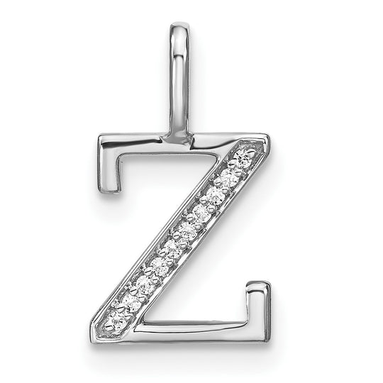 Dije Inicial "z" en Minúscula con Diamantes de Oro Blanco de 14k