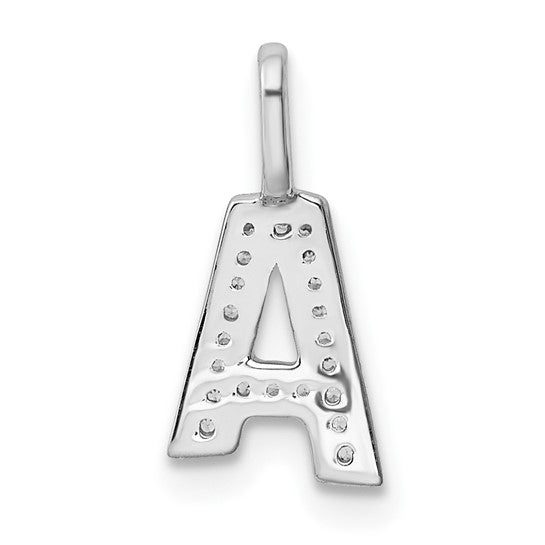 Colgante de Inicial Letra "A" en Oro Blanco de 14k con Diamantes