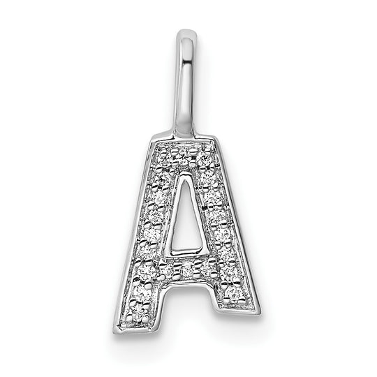 Colgante de Inicial Letra "A" en Oro Blanco de 14k con Diamantes