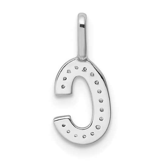 Colgante con la Inicial "C" en Oro Blanco de 14k con Diamantes