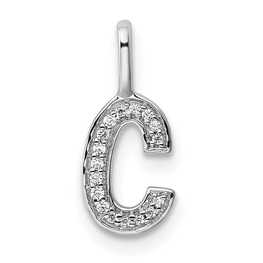 Colgante con la Inicial "C" en Oro Blanco de 14k con Diamantes